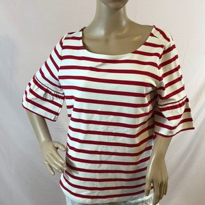 Talbots red and white top